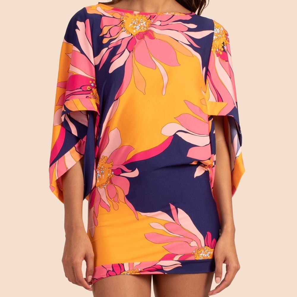 NWT $152 Trina Turk L XL Breeze Swim Tunic Beach Coverup Nylon Floral Super Soft